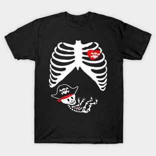 Baby Pregnant Skeleton Xray Halloween Shirt Pirate Boy T-Shirt